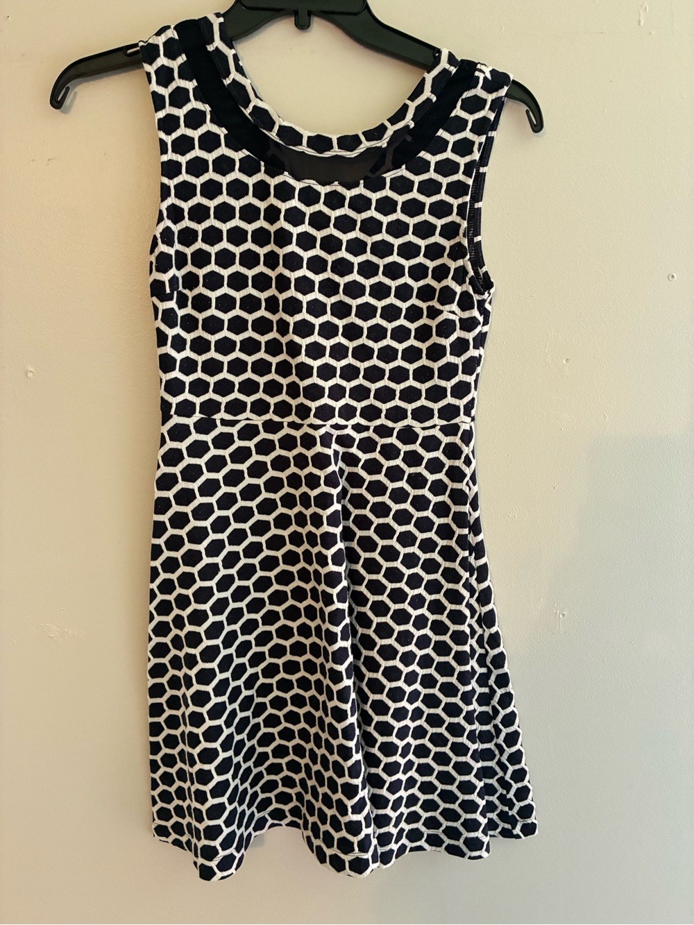 Pixley Navy and White Honeycomb-Print Girls Dress